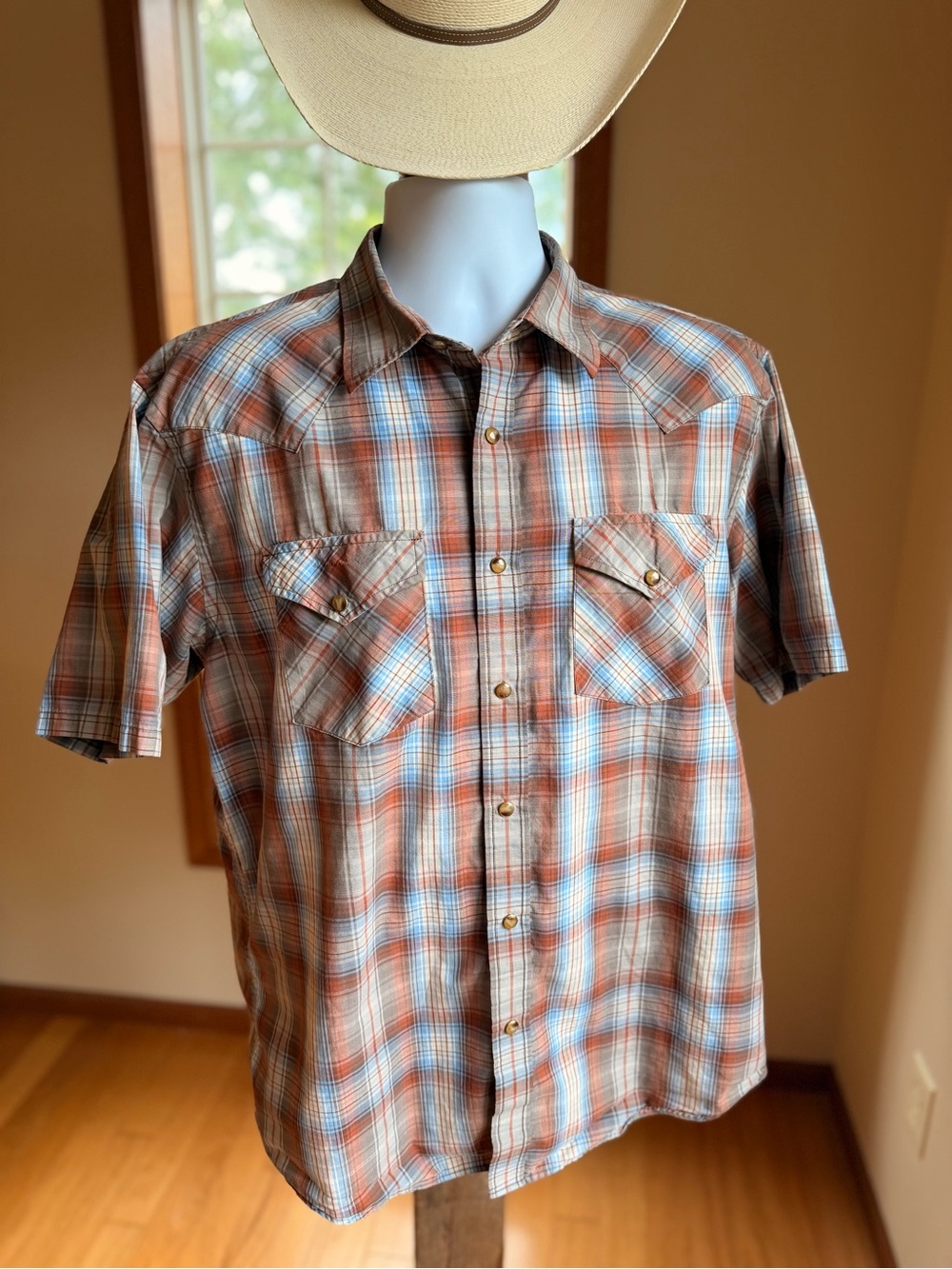 Pendleton Men's Short-Sleeve Plaid Button-Down Shirt - Tan & Blue
